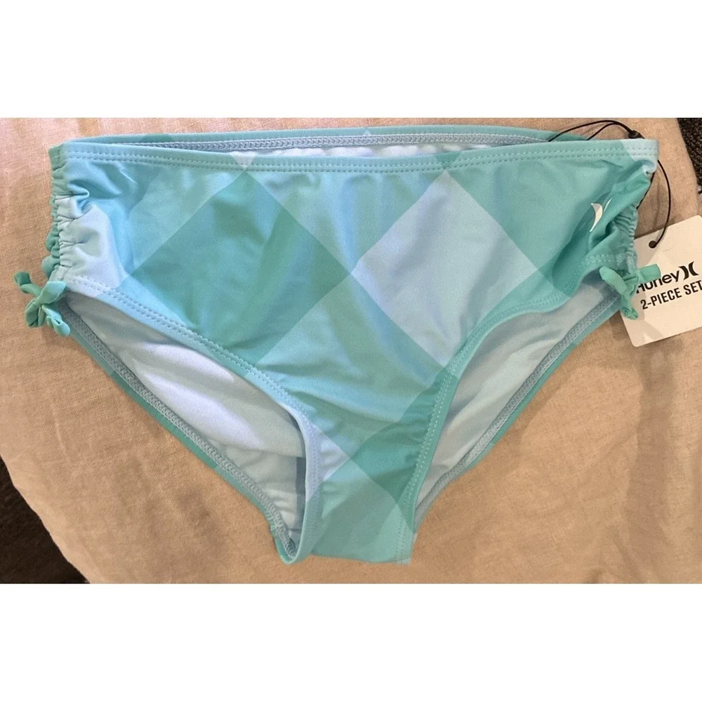 Hurley 2-piece Girls Size 12 Swim Set Bikini Tank Turquoise & Light Blue NWT